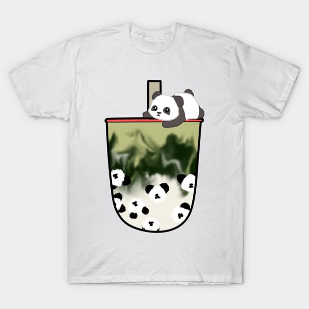 Panda Matcha Boba Milk Tea T-Shirt by chillayx